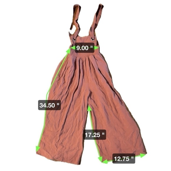 Very J Women’s Linen Blend Camel Brown Jumper Wide Leg Jumpsuit Size Small - Picture 5 of 11